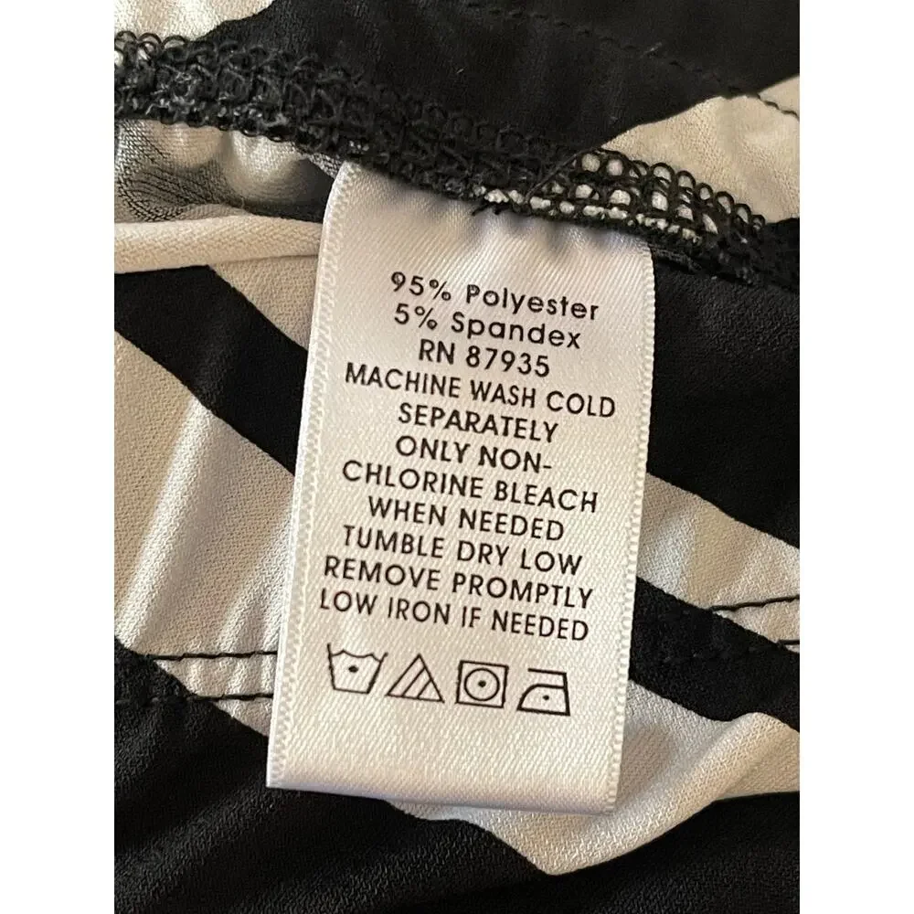 Susan Graver Sz Small Liquid Knit Elastic Waist Asymmetrical Skirt Black White